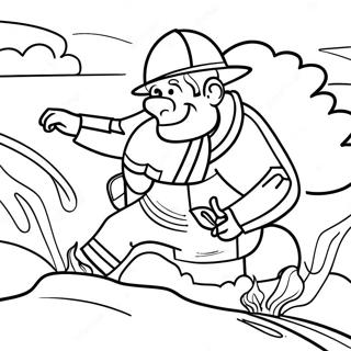 Brave Firefighter In Action Coloring Page 33984-26891