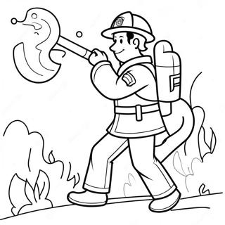 Brave Firefighter In Action Coloring Page 33984-26892