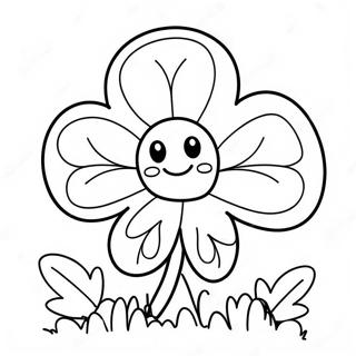 Cute Shamrock With Smiling Face Coloring Page 3401-2698