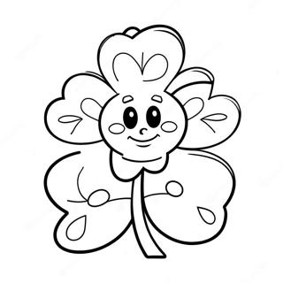 Cute Shamrock With Smiling Face Coloring Page 3401-2700