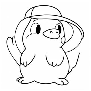 Cute Psyduck With A Hat Coloring Page 34044-26973