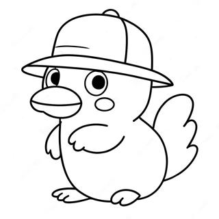 Cute Psyduck With A Hat Coloring Page 34044-26975