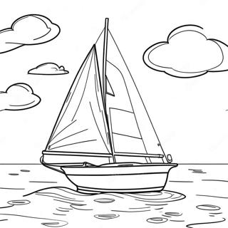 Sailboat On Calm Water Coloring Page 341-289