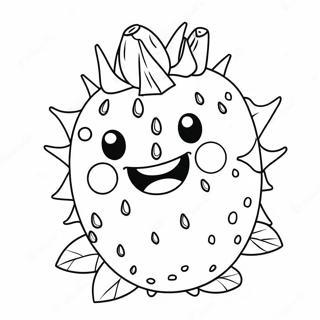 Cute Dragon Fruit With Smiling Face Coloring Page 34304-27133