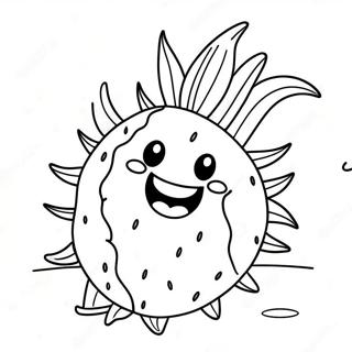 Cute Dragon Fruit With Smiling Face Coloring Page 34304-27134