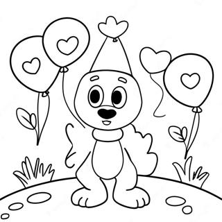 Bluey With Heart Balloons Coloring Page 34324-27130