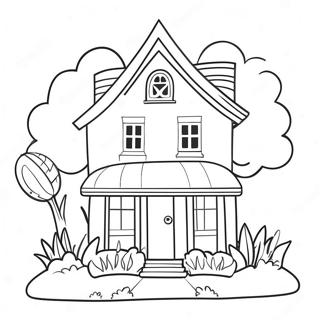 Rainbow House Coloring Pages