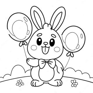 Cute Bunzo Bunny With Balloons Coloring Page 34414-27213