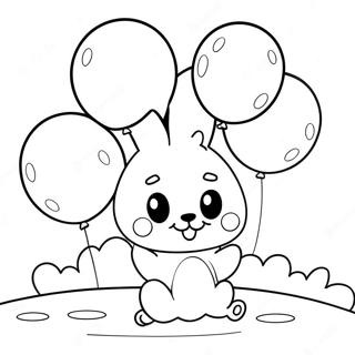 Cute Bunzo Bunny With Balloons Coloring Page 34414-27214