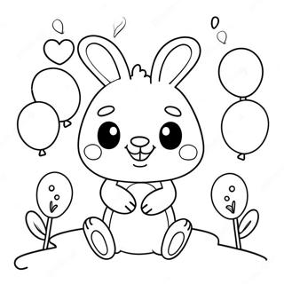 Cute Bunzo Bunny With Balloons Coloring Page 34414-27215