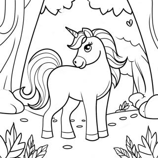 Majestic Unicorn In A Magical Forest Coloring Page 34434-27233