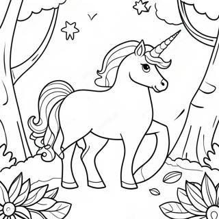 Majestic Unicorn In A Magical Forest Coloring Page 34434-27234