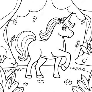 Majestic Unicorn In A Magical Forest Coloring Page 34434-27235