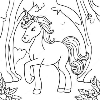 Majestic Unicorn In A Magical Forest Coloring Page 34434-27236