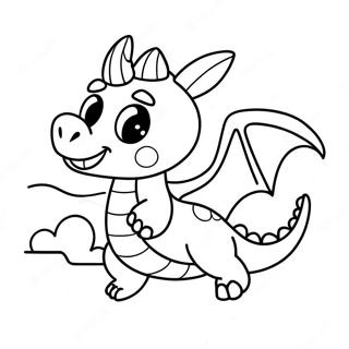 Kawaii Cute Dragon Flying Coloring Page 34443-27239