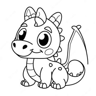 Adorable Kawaii Dragon With Sparkling Eyes Coloring Page 34444-27242