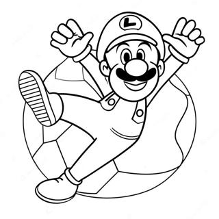 Luigi Kicking A Soccer Ball Coloring Page 34774-27518