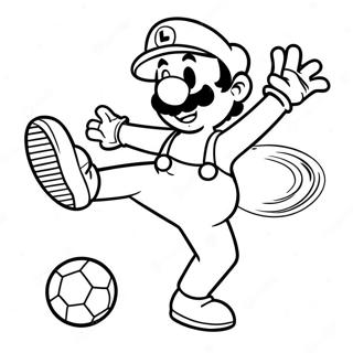 Luigi Kicking A Soccer Ball Coloring Page 34774-27519