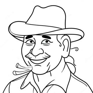 Funny Uncle With A Hat Coloring Page 34814-27537