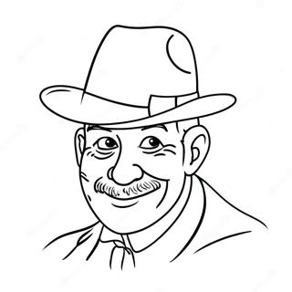 Funny Uncle With A Hat Coloring Page 34814-27538