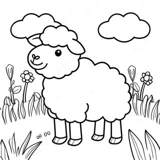 Fluffy Sheep In A Meadow Coloring Page 3481-2777