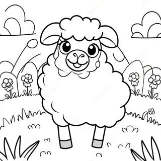 Fluffy Sheep In A Meadow Coloring Page 3481-2778