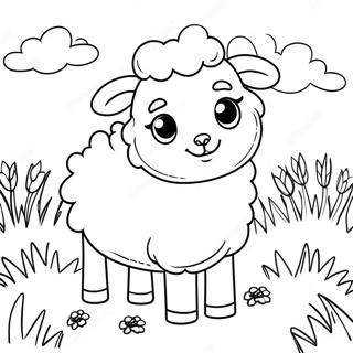 Fluffy Sheep In A Meadow Coloring Page 3481-2779