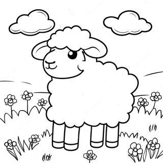 Fluffy Sheep In A Meadow Coloring Page 3481-2780