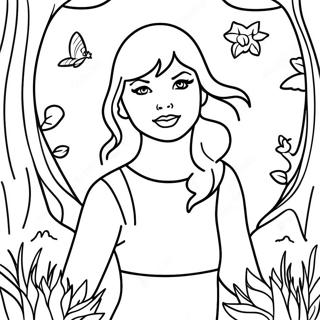 Taylor Swift In Enchanted Forest Coloring Page 34864-27573