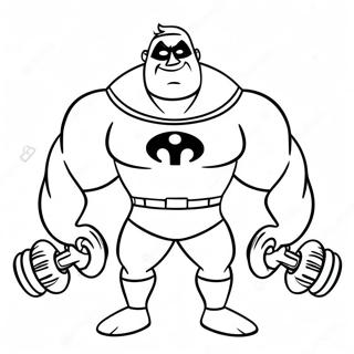 Pagina Da Colorare Mr. Incredible Che Solleva Pesi 34924-27608