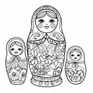 Pagini De Colorat Cu Păpuși Tradiționale Rusești Matryoshka 34934-27630