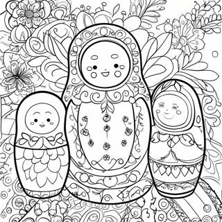 Pagini De Colorat Cu Păpuși Tradiționale Rusești Matryoshka 34934-27631