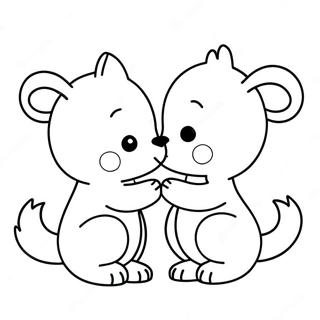 Cute Animals Kissing Coloring Page 35044-27713