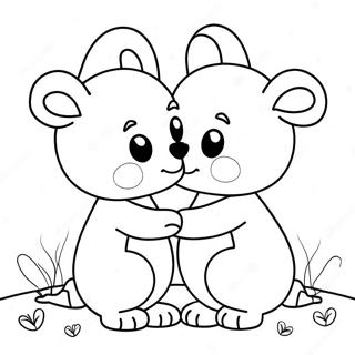 Cute Animals Kissing Coloring Page 35044-27714