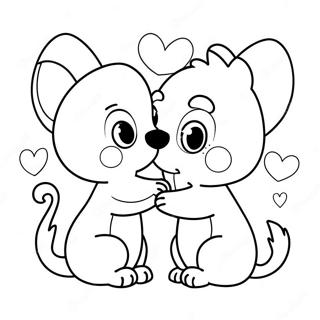 Cute Animals Kissing Coloring Page 35044-27716