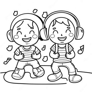 Happy Kids Listening To Music Coloring Page 35084-27750