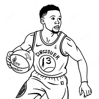 Pagina De Colorat Cu Steph Curry Driblând Mingea De Baschet 350-276