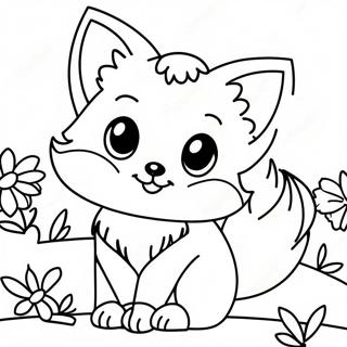 Cute Anime Fox With Flowers Coloring Page 35174-27809