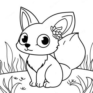 Cute Anime Fox With Flowers Coloring Page 35174-27810