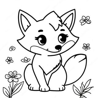 Cute Anime Fox With Flowers Coloring Page 35174-27811