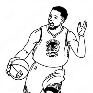 Pagina De Colorat Cu Steph Curry Aruncând Un Trei Puncte 351-279