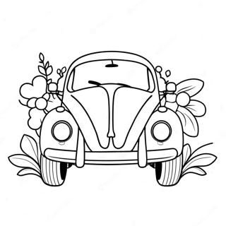 Cute Vw Bug With Flowers Coloring Page 35254-27891