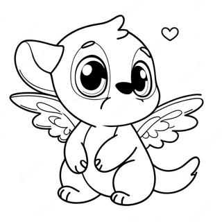 Cute Stitch And Angel Coloring Pages