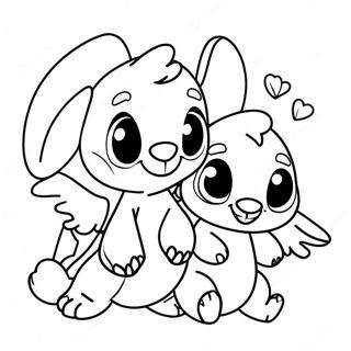 Cute Stitch And Angel Coloring Page 3540-2818