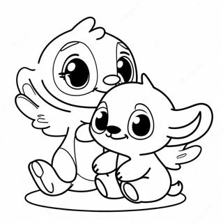 Cute Stitch And Angel Coloring Page 3540-2819