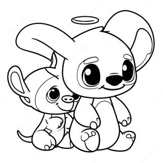 Cute Stitch And Angel Coloring Page 3540-2820