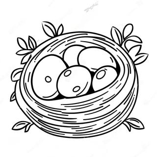 Bird Nest With Colorful Eggs Coloring Page 35413-28011