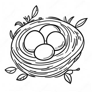 Bird Nest With Colorful Eggs Coloring Page 35413-28012