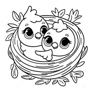 Cute Baby Birds In Nest Coloring Page 35414-28007