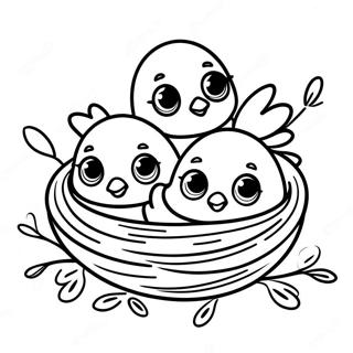 Cute Baby Birds In Nest Coloring Page 35414-28008